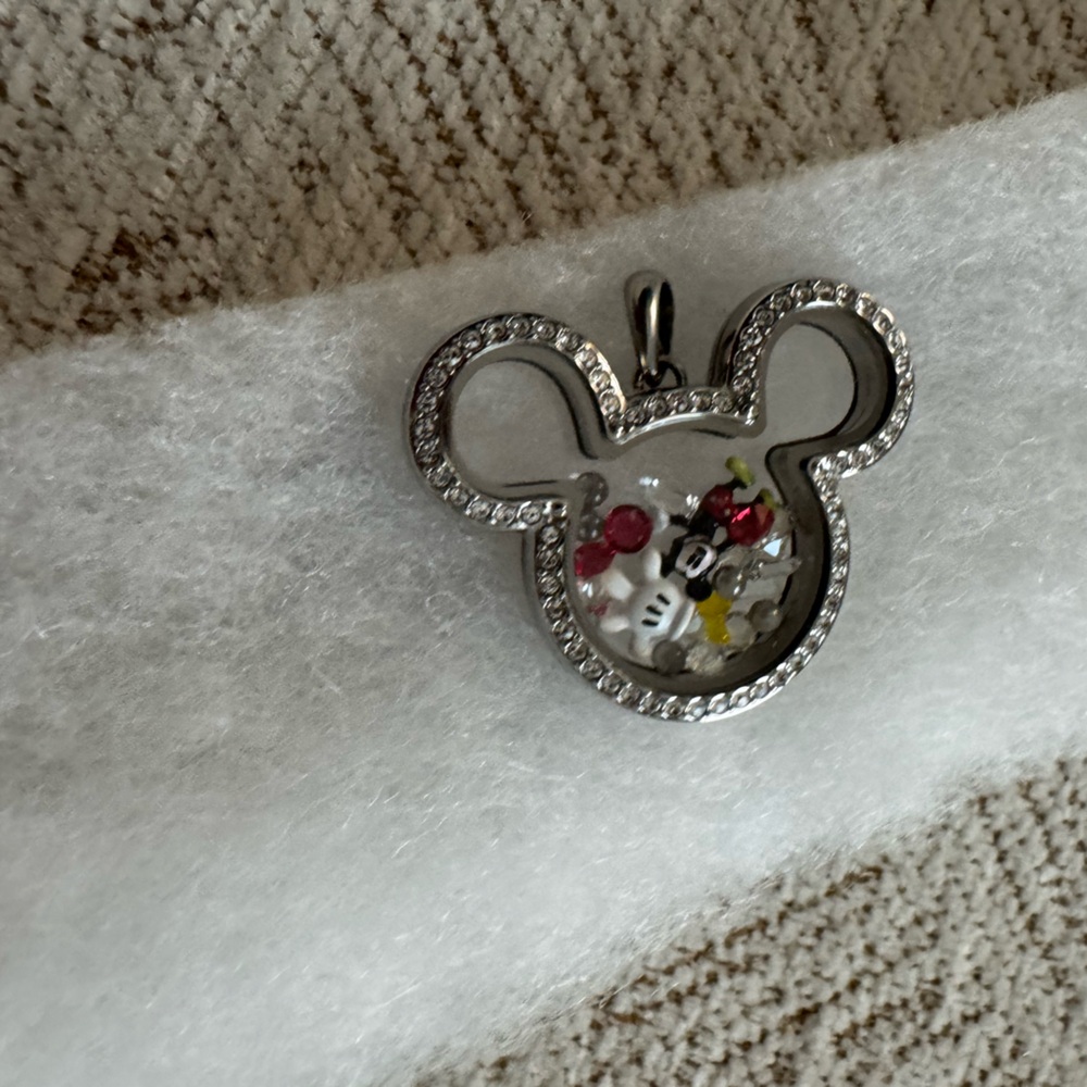 Origami Owl Mickey Mouse Silver Pendant with Charms - Picture 4 of 4